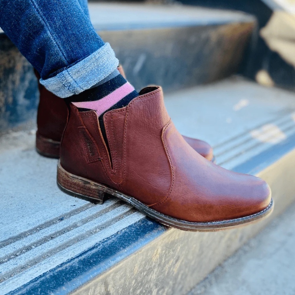 Josef Siebel SIENNA Brown Side Zip Rounded Toe Vintage Patina Western Booties 7